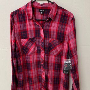 Red Flannel Long Sleeved Button Up Shirt